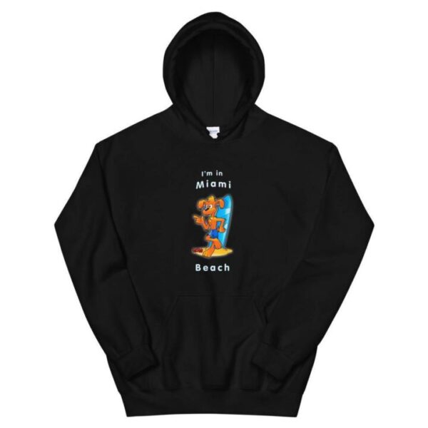 Funny I am in Miami Beach with surfboard Unisex Hoodie - Image 6