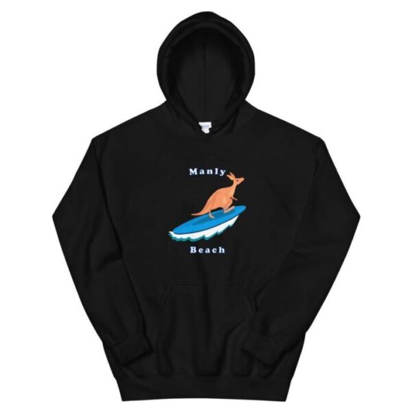 Kangaroo surfing on surfboard in Manly Beach Sydney Unisex Hoodie