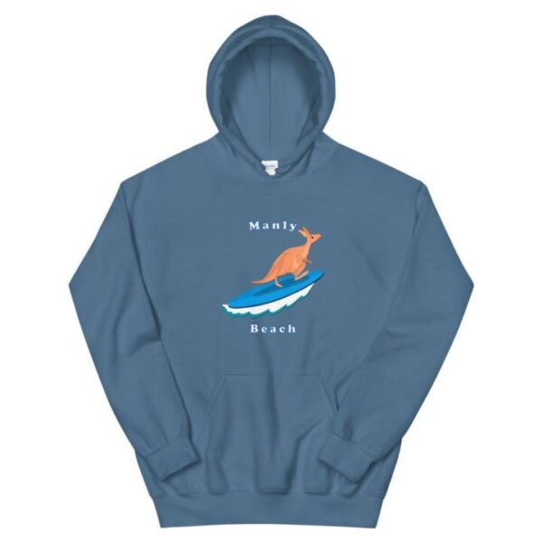 Kangaroo surfing on surfboard in Manly Beach Sydney Unisex Hoodie - Image 5