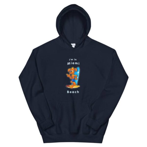 Funny I am in Miami Beach with surfboard Unisex Hoodie - Image 7