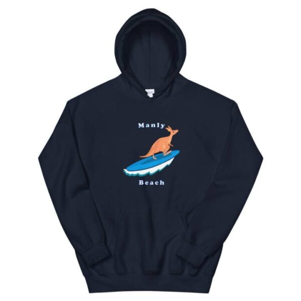 Kangaroo surfing on surfboard in Manly Beach Sydney Unisex Hoodie - Image 4