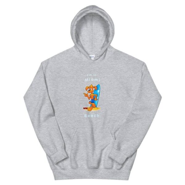 Funny I am in Miami Beach with surfboard Unisex Hoodie - Image 9