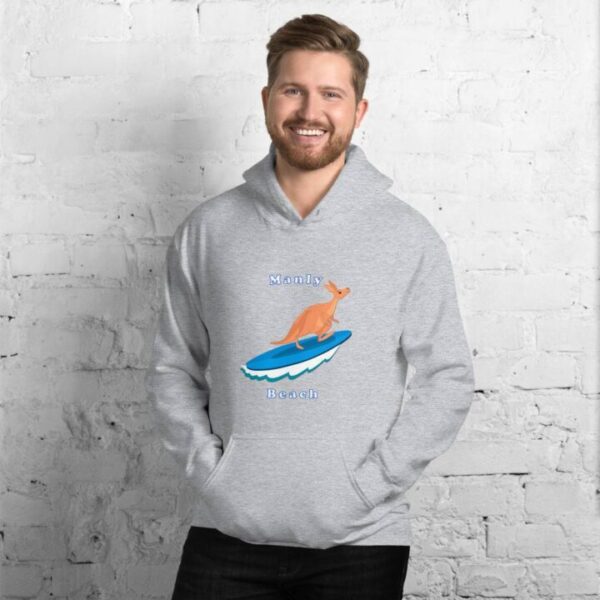 Kangaroo surfing on surfboard in Manly Beach Sydney Unisex Hoodie - Image 2