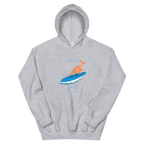 Kangaroo surfing on surfboard in Manly Beach Sydney Unisex Hoodie - Image 6